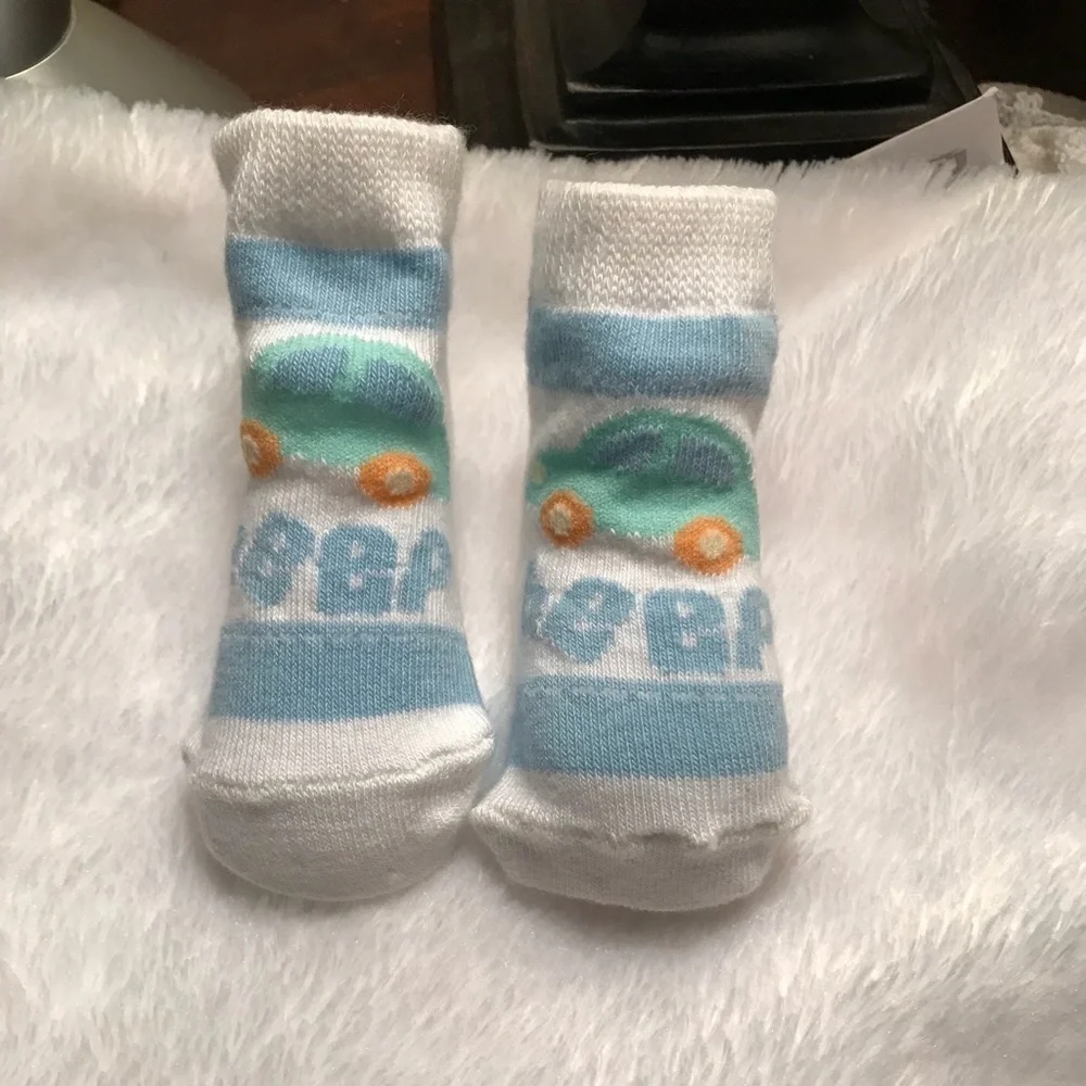 Newborn Baby Vintage Car Beep Sock Booties